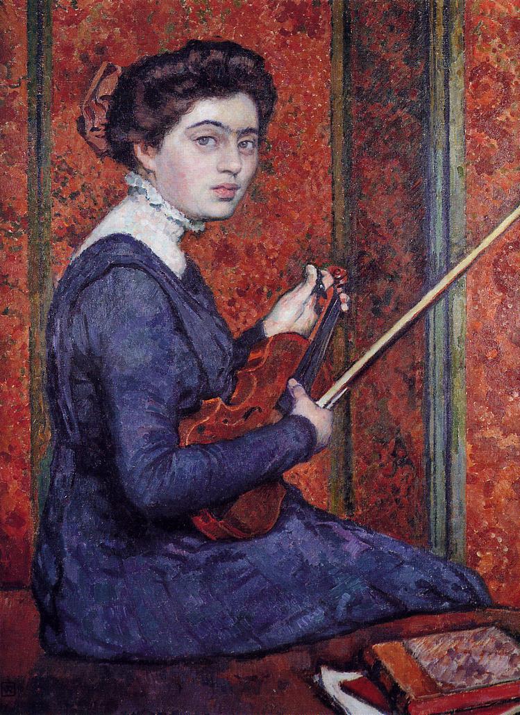 Theo van Rysselberghe Woman with Violin (Portrait of Rene Druet) 1910 Fine Art Print