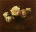 Henri Fantin-Latour Yellow Pink Roses in a Glass Vase 1903 Fine Art Print