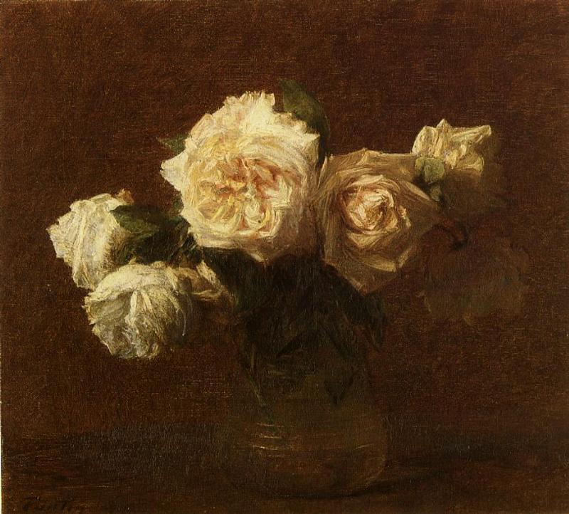 Henri Fantin-Latour Yellow Pink Roses in a Glass Vase 1903 Fine Art Print