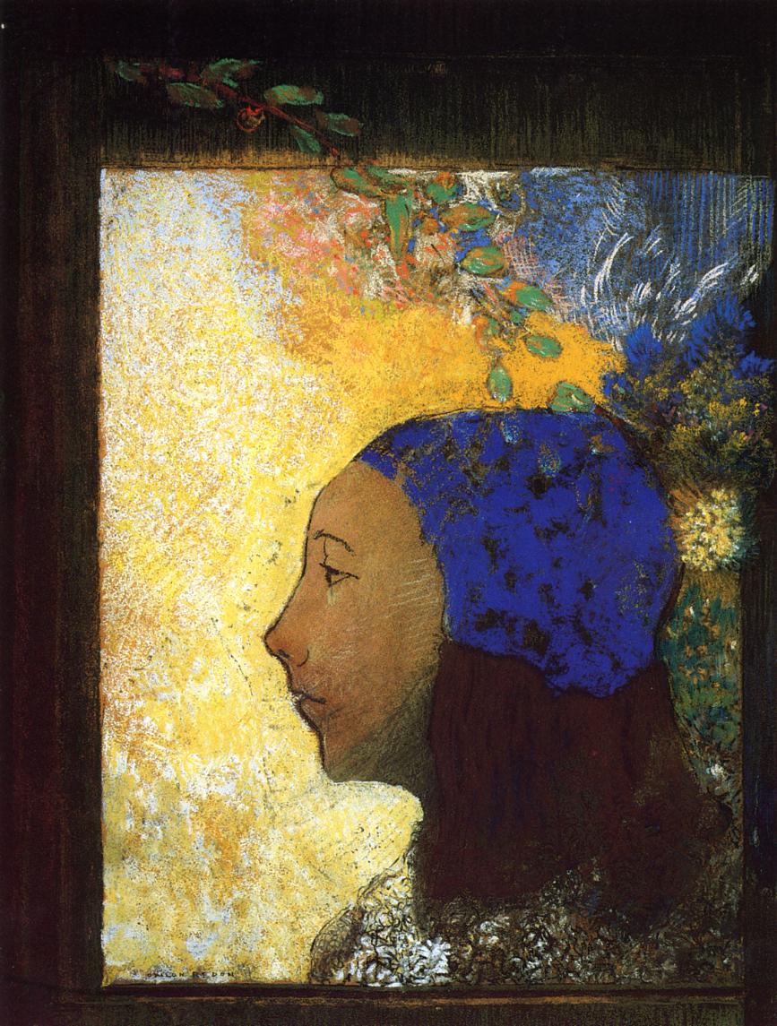 Odilon Redon Young Girl in a Blue Bonnet 1890 Fine Art Print