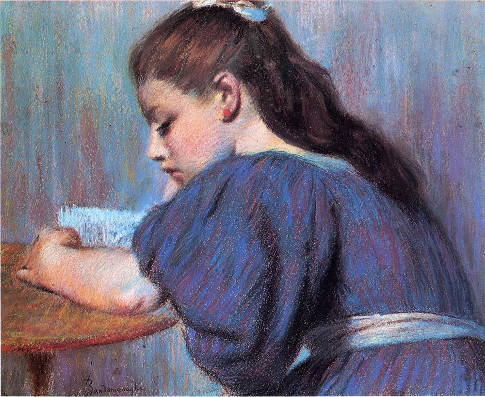 Federico Zandomeneghi Young Girl Reading 1890 Fine Art Print