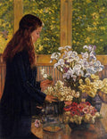 Theo van Rysselberghe Young Girl with a Vase of Flowers 1907 Fine Art Print