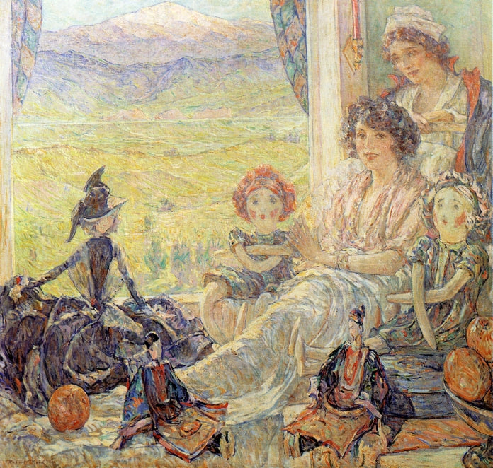 Robert Lewis Reid Young Girl with Dolls 1919 Fine Art Print