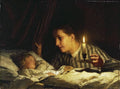 Albrecht Anker Young Mother contemplating Her sleeping Child in candlelight 1875 Fine Art Print