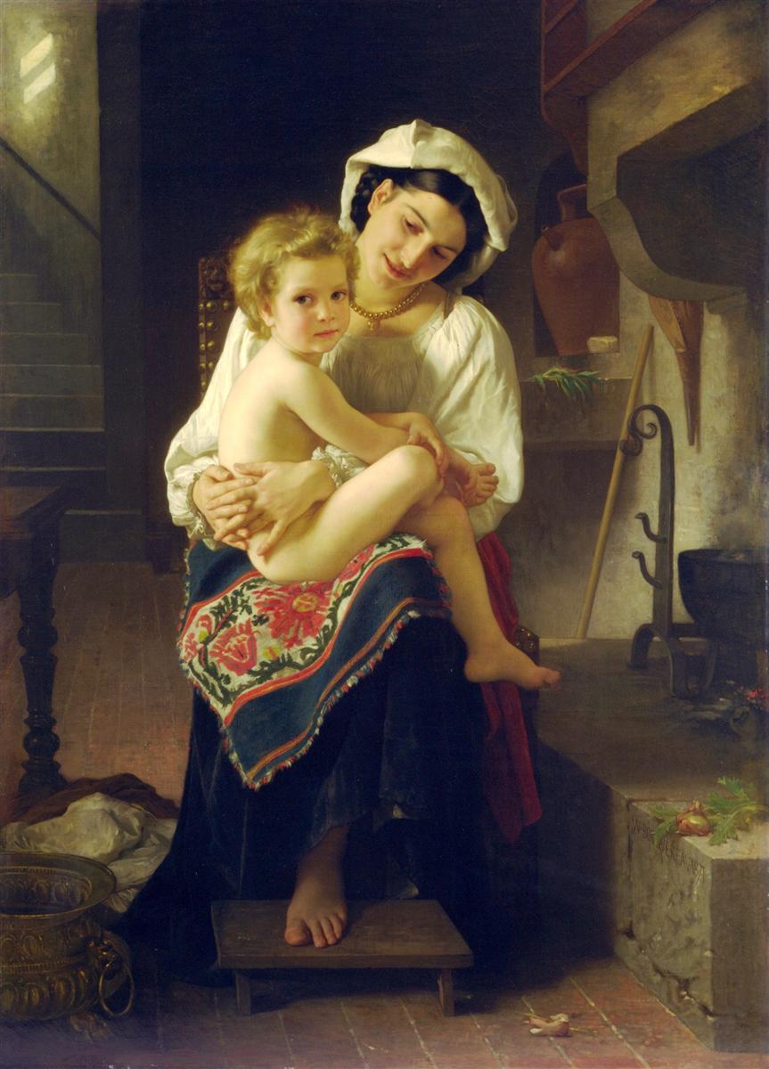 William-Adolphe Bouguereau Young Mother Gazing At Her Child 1871 Fine Art Print