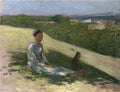 Henri Martin Young Peasant Girl and Her Dog 1884 Fine Art Print
