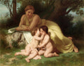 William-Adolphe Bouguereau Young Woman Contemplating Two Embracing Children 1861 Fine Art Print
