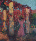 Henri Martin Young Woman in Vigne Vierge Rouge 1900 Fine Art Print