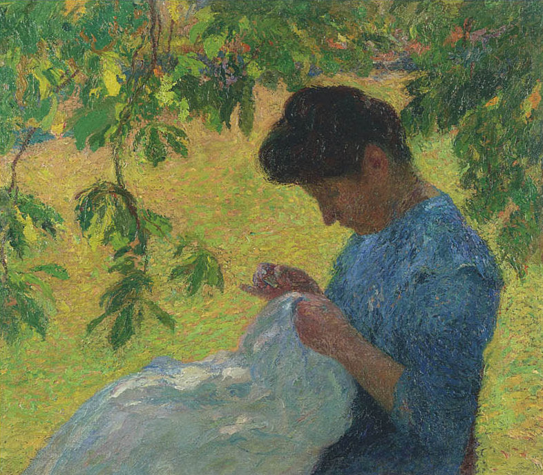 Henri Martin Young Woman Sewing in the Garden 1884 Fine Art Print