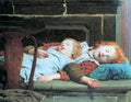 Albrecht Anker Two sleeping girls on the stove bench 1895 Fine Art Print