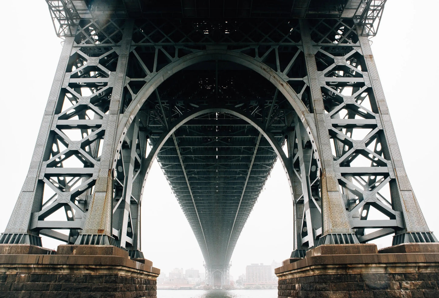 Under the Bridge Perspective Crossing Pylons Foggy - 17" x 22" Fine Art Print Jakero77