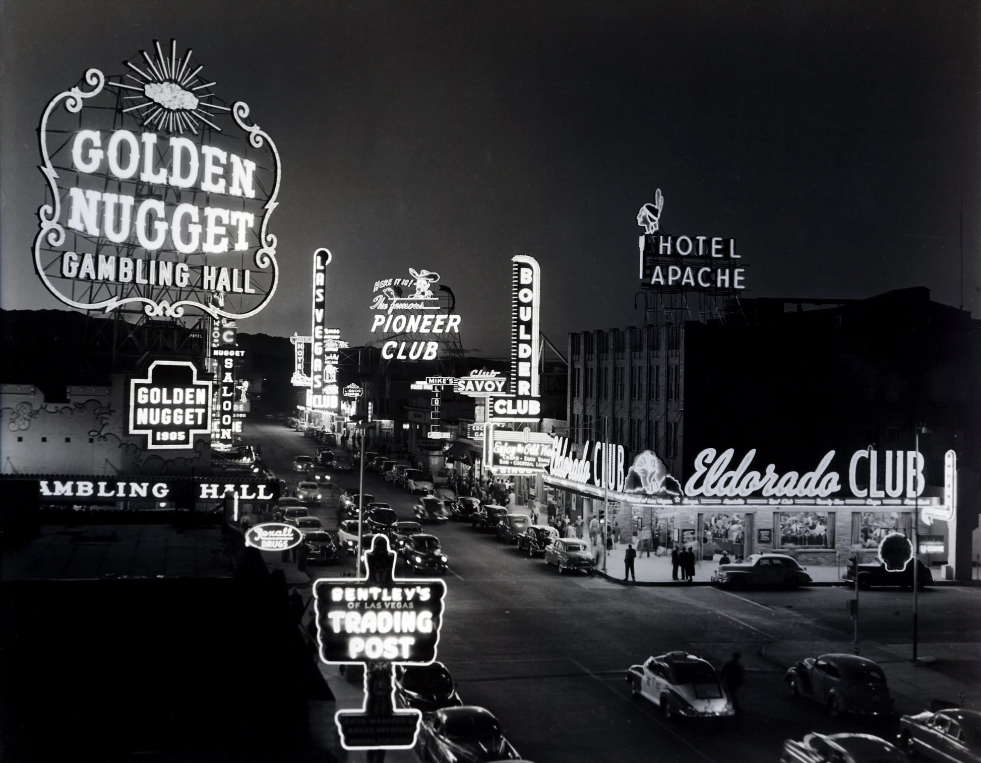 Old Las Vegas 1950s Golden Nugget Eldorado Boulder Savoy - 17" x 22" Fine Art Print Jakero77