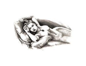 Titanic Rose Sketch Nude Drawing Hope Diamond - 17" x 22" Movie Prop Fine Art Print