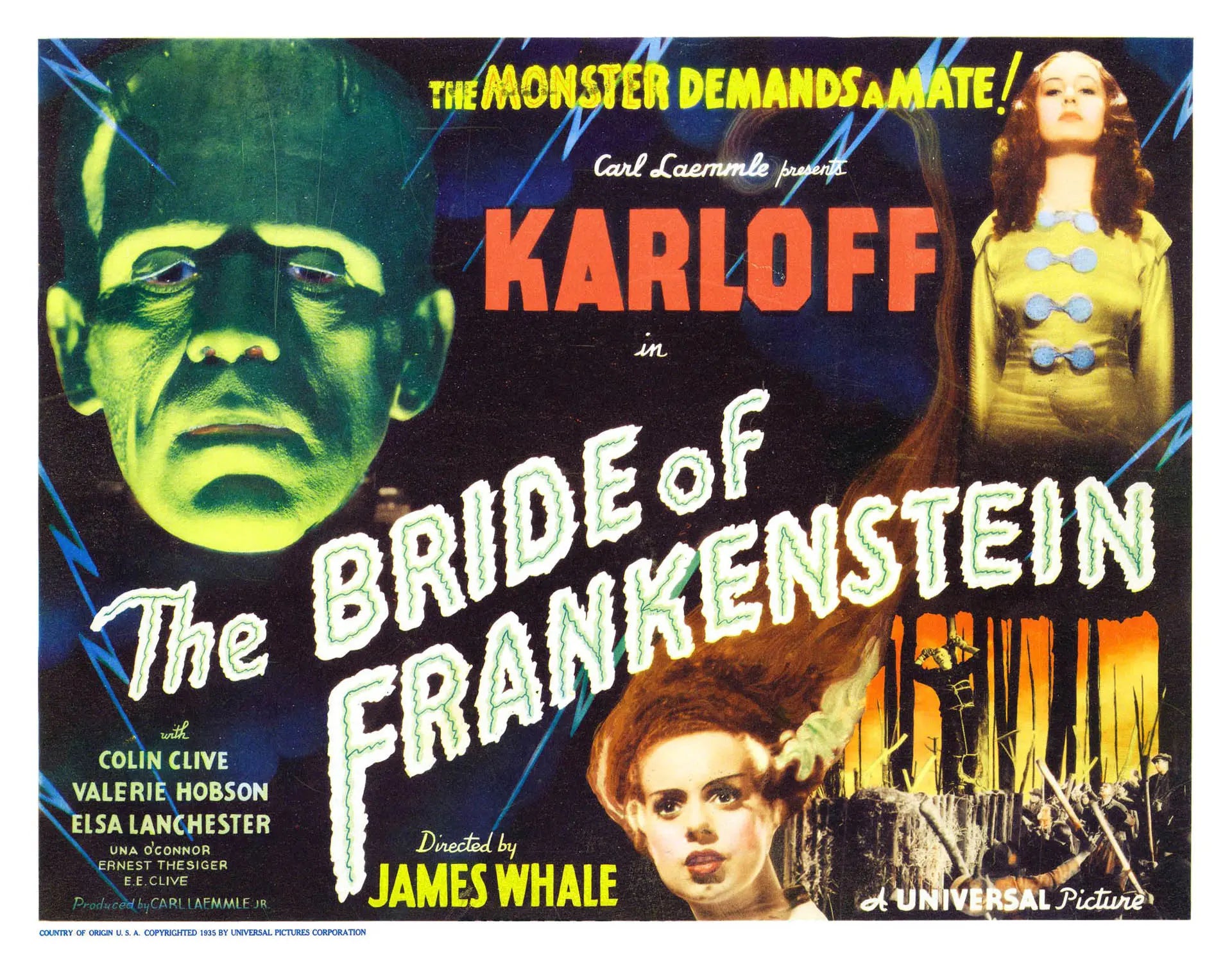 Bride of Frankenstein 1935 Movie Poster Karloff - 17" x 22" Fine Art Print Jakero77