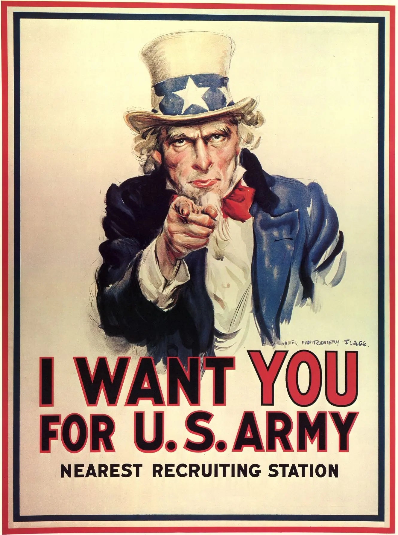 I Want You For US Army Poster JM Flagg Uncle Sam - 17" x 22" Fine Art Print Jakero77