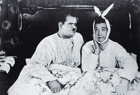 Laurel & Hardy in bed seen on Friends TV Joey & Chandler's Apartment - 17" x 22" Fine Art Print