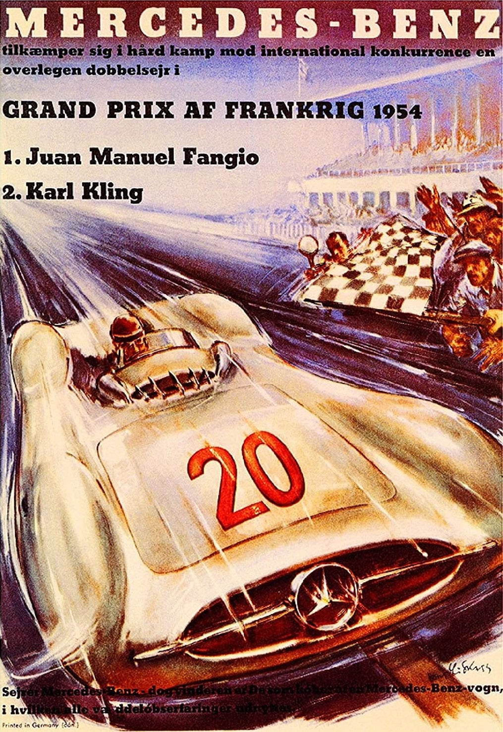 Grand Prix AF Frankrig 1954 Mercedes Benz Joey's Bedroom Friends TV - 17" x 22" Fine Art Print