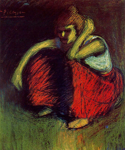 A Red Skirt (1901) by Pablo Picasso - 17" x 22" Fine Art Print