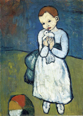 Child With Dove (1901) by Pablo Picasso - 17" x 22" Fine Art Print