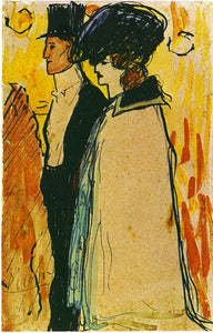 Couple Walking (1901) by Pablo Picasso - 17" x 22" Fine Art Print