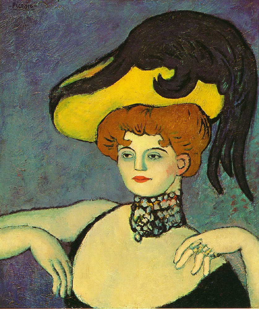 Courtesan with necklace of gems (1901) by Pablo Picasso - 17" x 22" Fine Art Print