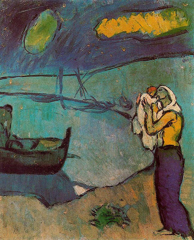 Mother and Son on the Shore (1902) Pablo Picasso - 17" x 22" Fine Art Print