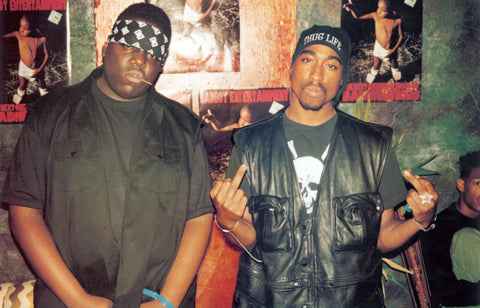 Tupac Shakur & Notorious B.I.G Middle Fingers - 17" x 22" Fine Art Print