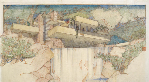 Falling Water House Architecture by Frank Lloyd Wright - 17" x 22" Fine Art Print