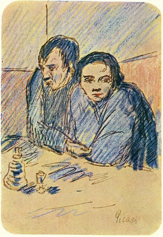 Man and woman in cafe. Study (1903) Pablo Picasso - 17" x 22" Fine Art Print