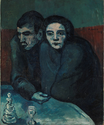 Man and Woman in Cafe (1903) Signed Pablo Picasso - 17" x 22" Fine Art Print