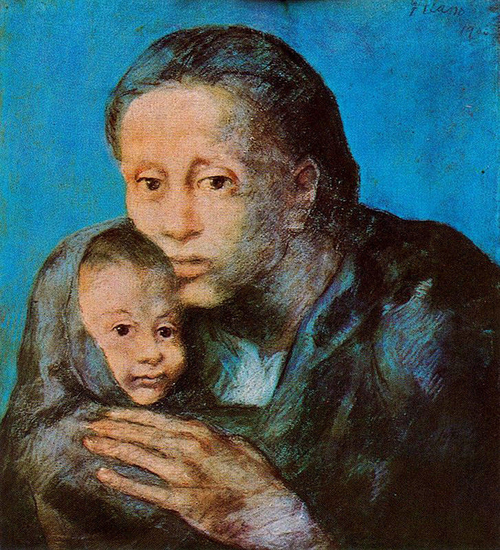 Mother & Son with Handkerchief (1903) Pablo Picasso - 17" x 22" Fine Art Print