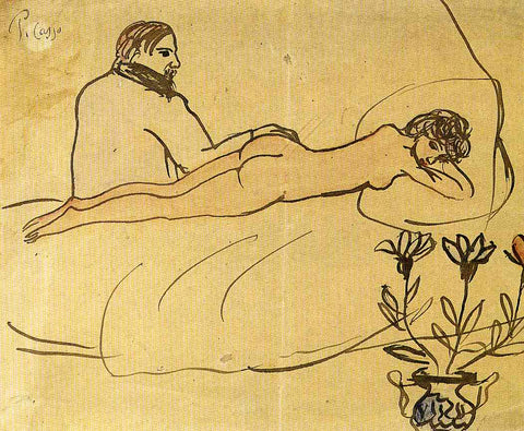 Nude with Picasso by her feet (1903) Signed Picasso - 17" x 22" Fine Art Print