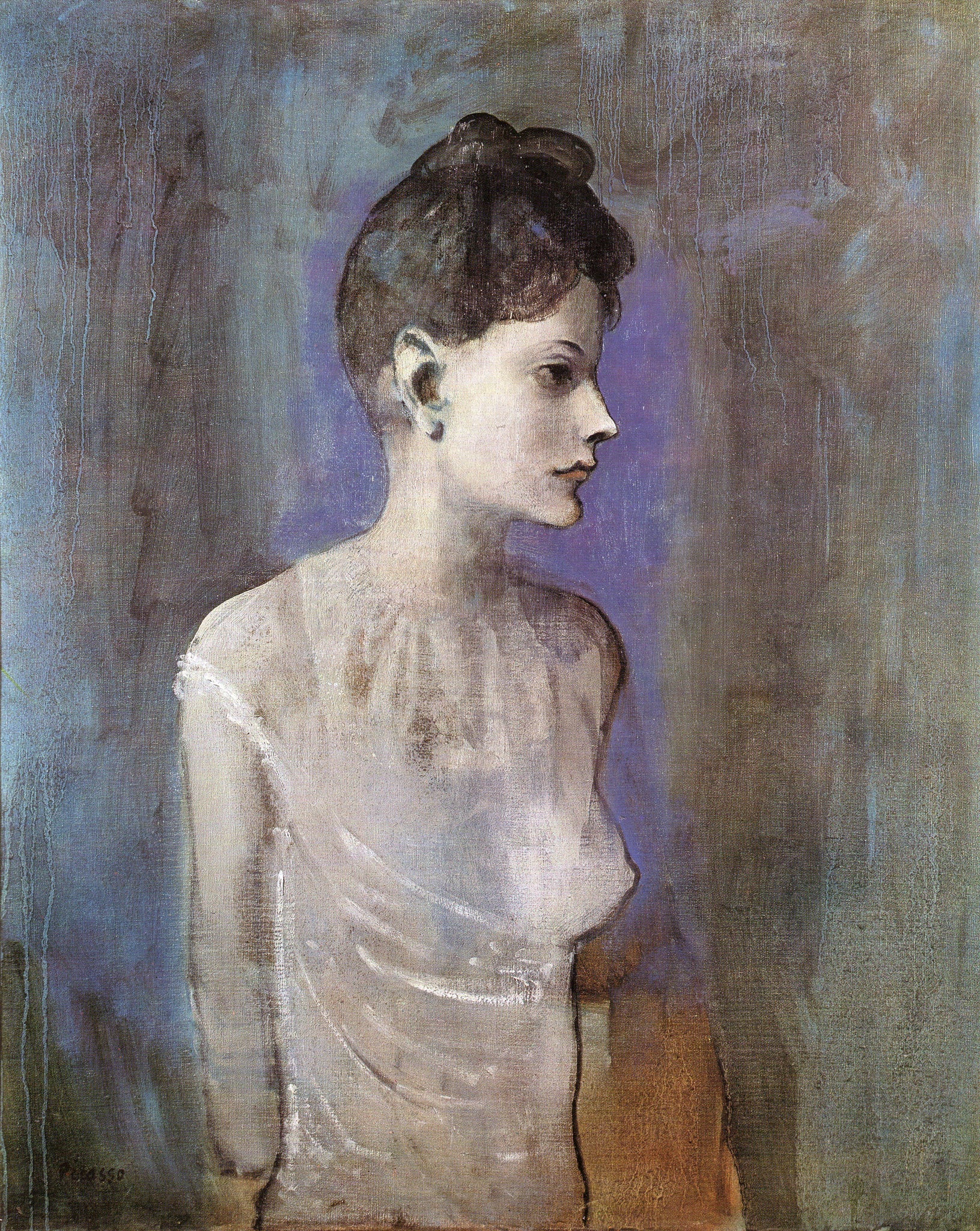 Portrait of Seniora Soler Girl in Chemise (1903) Pablo Picasso - 17" x 22" Fine Art Print