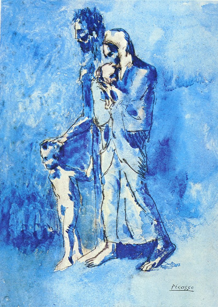 The Family of Blind Man (1903) Signed Pablo Picasso - 17" x 22" Fine Art Print