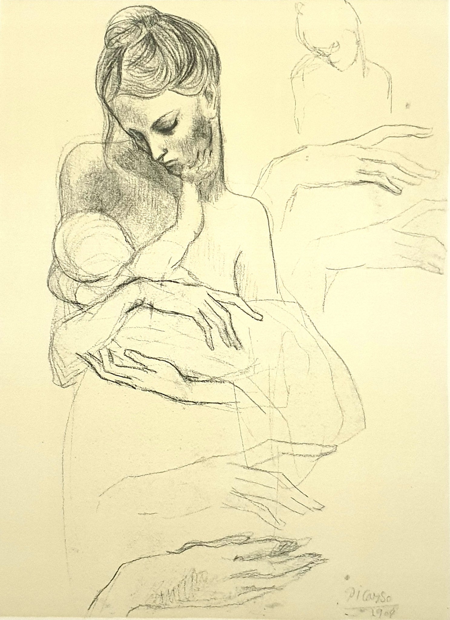 Mother & Child Study (1904) Signed Pablo Picasso - 17" x 22" Fine Art Print