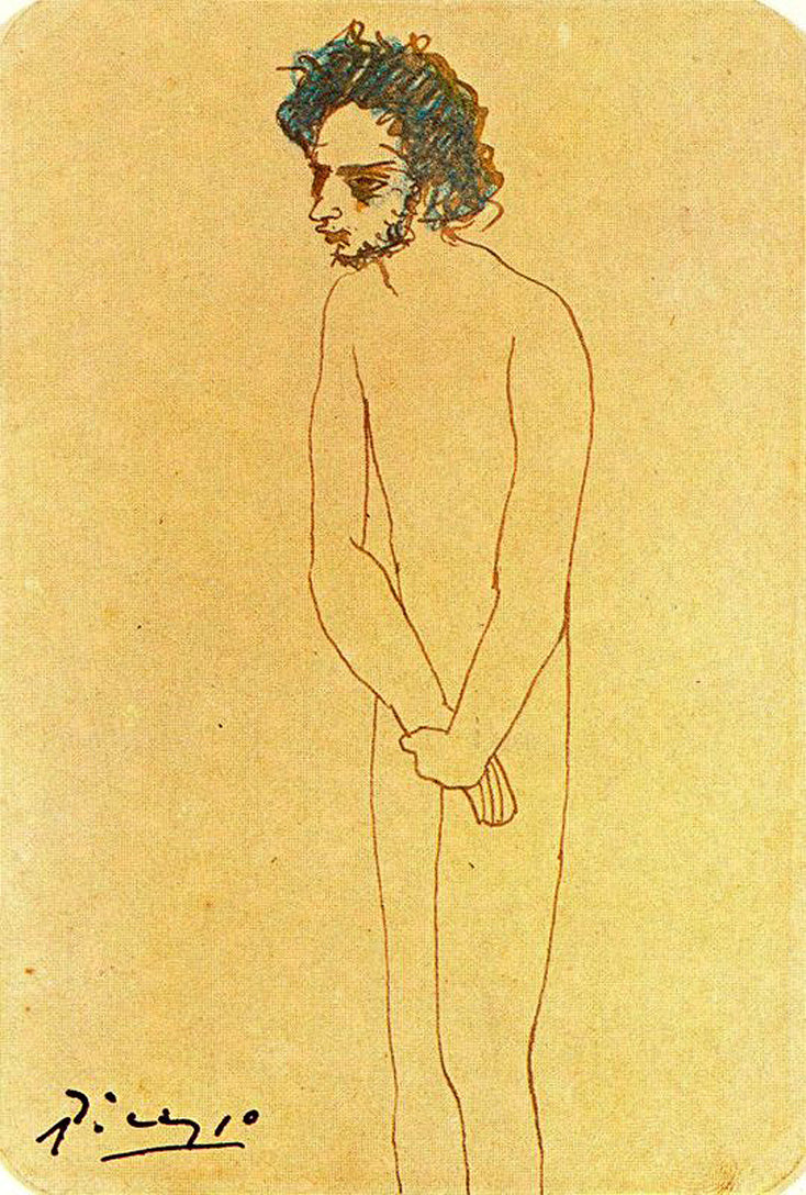 Portrait of Nude Casagemas (1904) Signed Picasso- 17" x 22" Fine Art Print