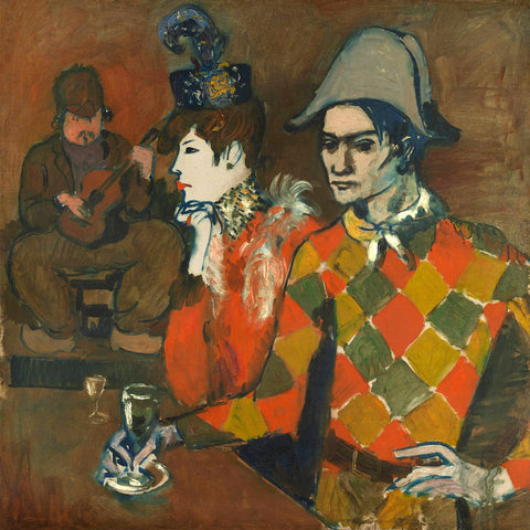 At Lapin Agile. Harlequin with Glass (1905) by Pablo Picasso - 17" x 22" Fine Art Print