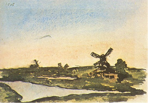 Dutch Landscape with Windmills (1905) by Pablo Picasso -17" x 22" Fine Art Print