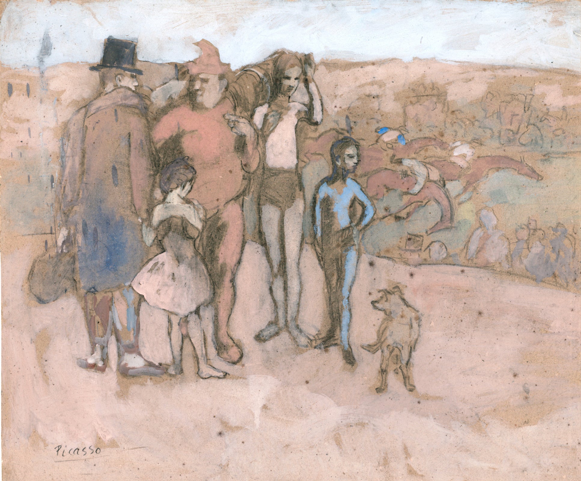 Family of acrobats. Study (1905) Signed Picasso - 17" x 22" Fine Art Print