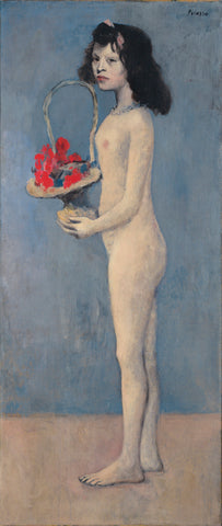 Young Naked Girl with Flower Basket (1905) Signed Picasso - 17" x 22" Fine Art Print