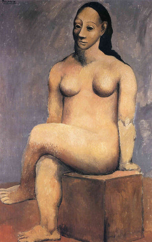 Seated Woman with Her Legs Crossed (1906) Signed Picasso - 17" x 22" Fine Art Print