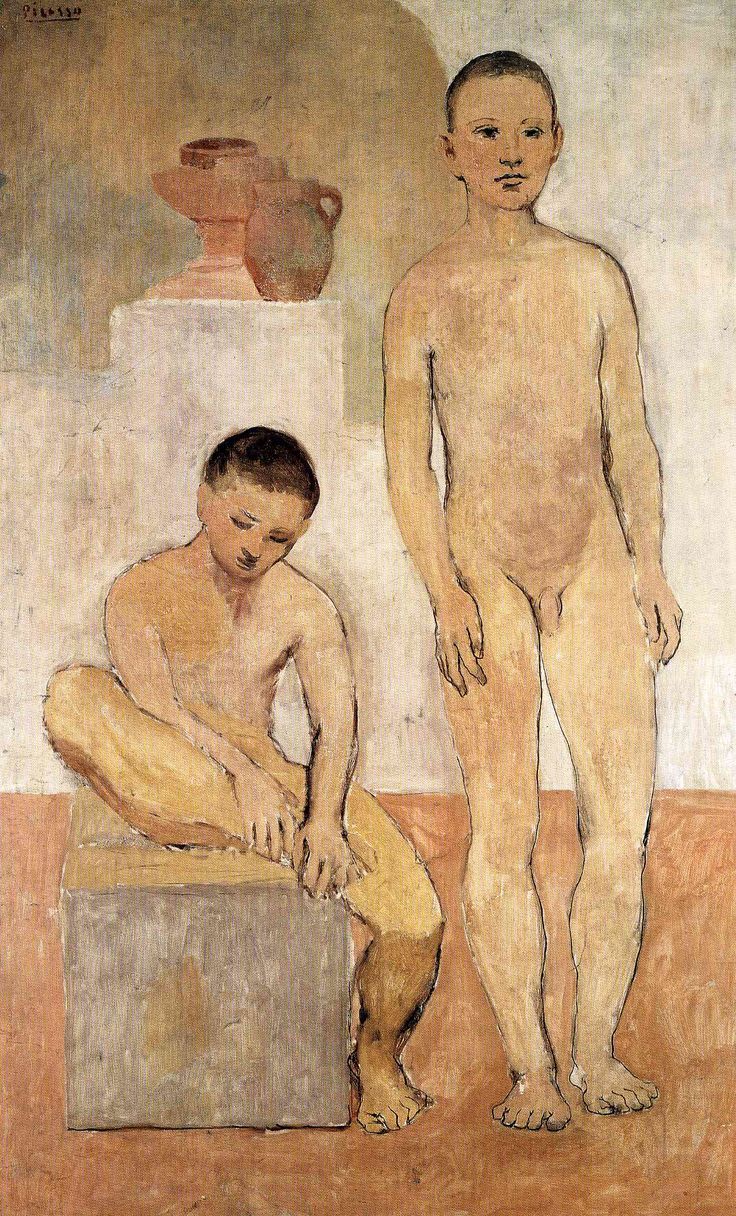 Two Youths Nude (1906) Signed Pablo Picasso - 17" x 22" Fine Art Print