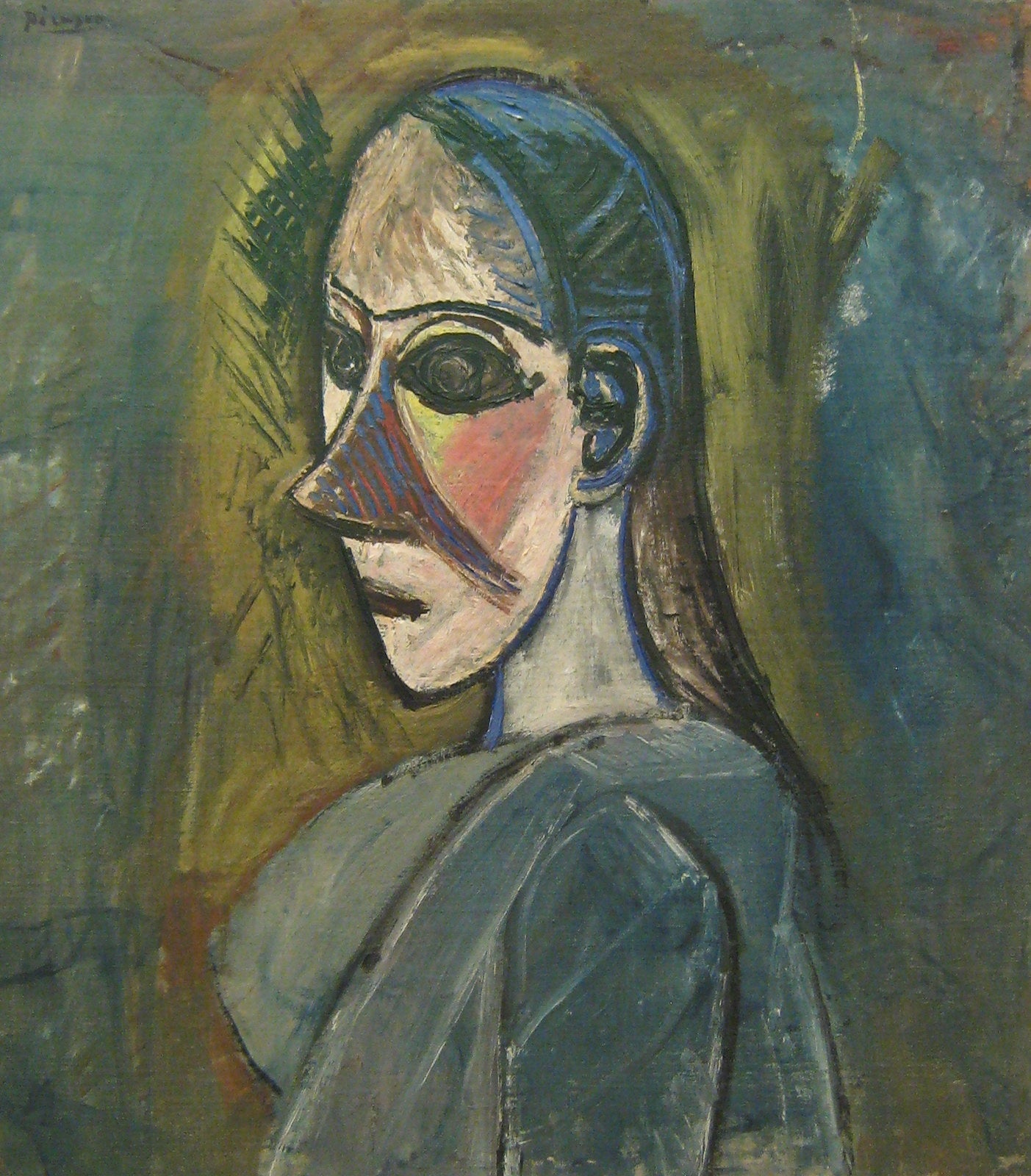 Bust of Young Woman From Avignon (1907) Signed Picasso-17" x 22" Fine Art Print