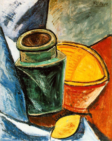 Jug, Bowl, and Lemon (1907) Signed Pablo Picasso - 17" x 22" Fine Art Print