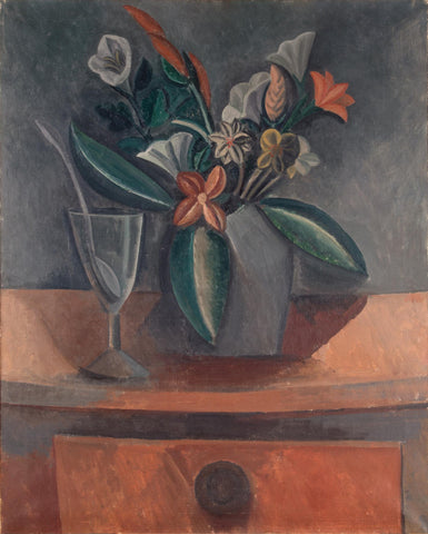 Flowers in a Grey Jar (1908) by Pablo Picasso - 17" x 22" Fine Art Print