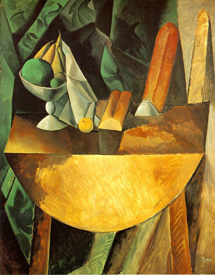 Bread and Dish with Fruits on the Table (1908) Signed Picasso - 17" x 22" Fine Art Print