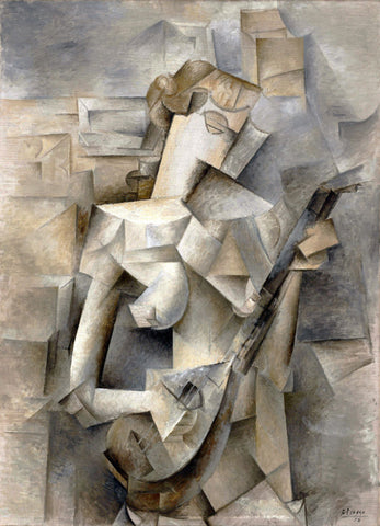 Girl with Mandolin. Fanny Tellier (1910) Signed Pablo Picasso - 17" x 22" Fine Art Print