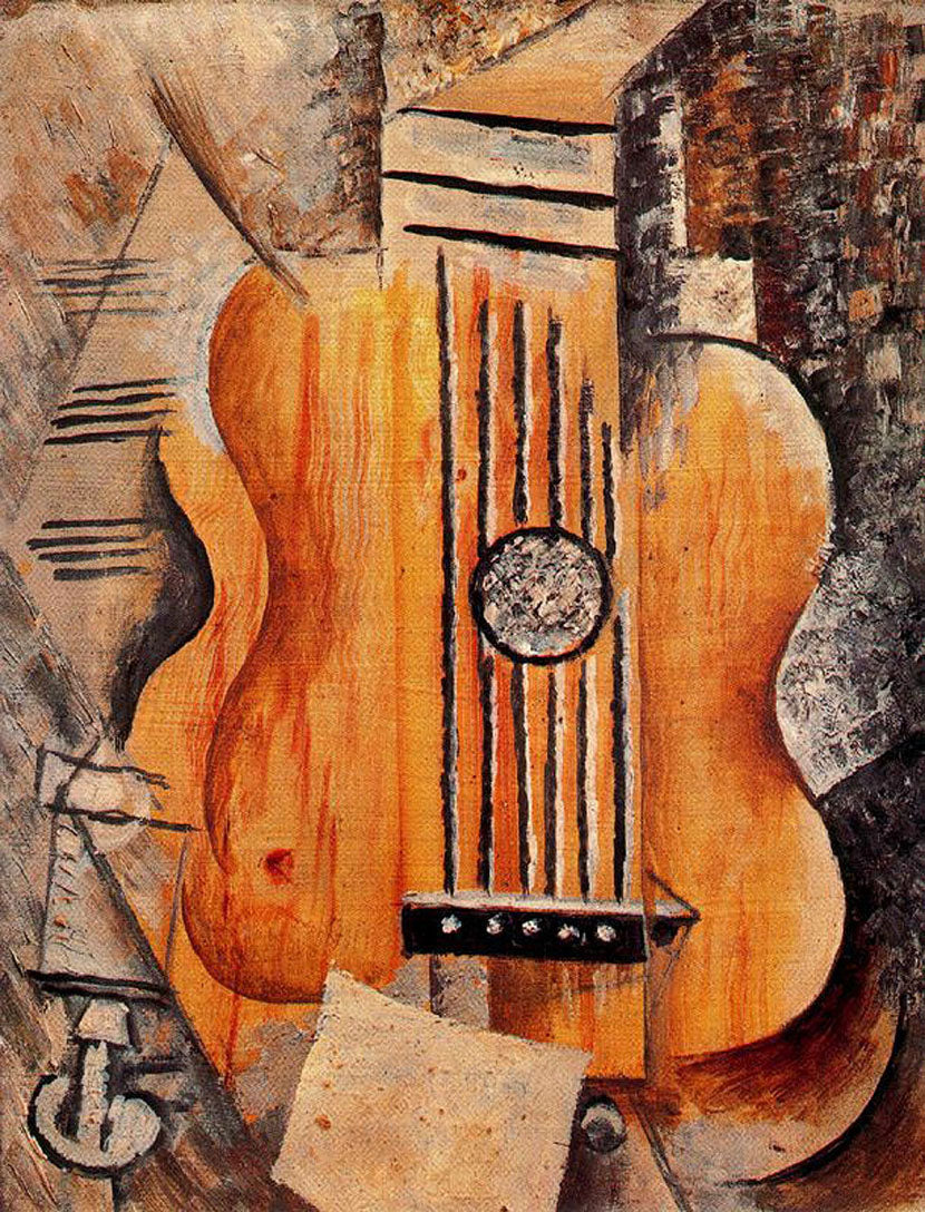 Guitar. I love Eva (1912) by Pablo Picasso - 17" x 22" Fine Art Print