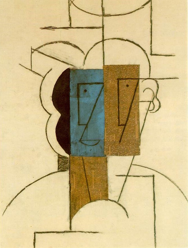 Head of a Man with Hat (1912) by Pablo Picasso- 17" x 22" Fine Art Print