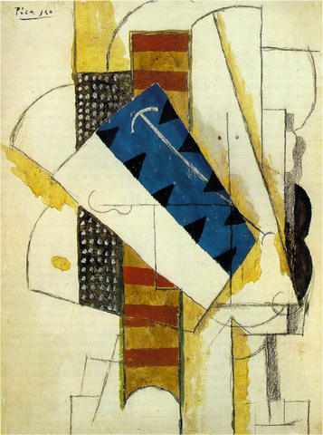 Head of a Man (1913) by Pablo Picasso Collage - 17" x 22" Fine Art Print